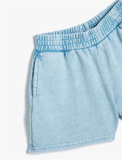 Basic Mini Şort Beli Lastikli Cepli Pamuklu