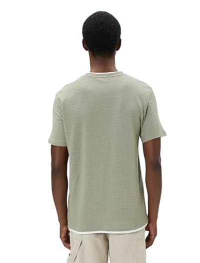 Basic Tişört Kumaş Detaylı Bisiklet Yaka Slim Fit Dokulu