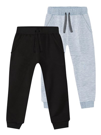Basic Unisex Siyah-Gri Melanj 2li Eşofman Altı