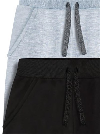 Basic Unisex Siyah-Gri Melanj 2li Eşofman Altı