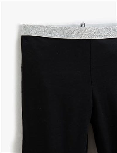 Baskılı Tayt Renk Kontrastlı Beli Lastikli