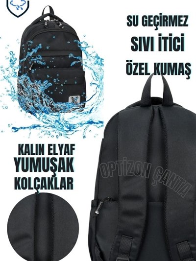 Batman Sırt Çantası ve Suluk Seti, Siyah, Su İtici Kumaş, Hafif, Lise ve Ortaokul için