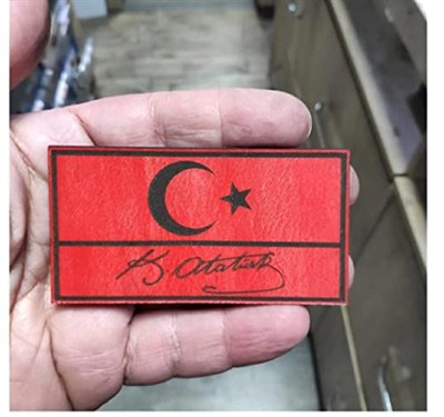 Bayrak Kemal Atatürk İmzalı Deri PEÇ - Arma - Patch