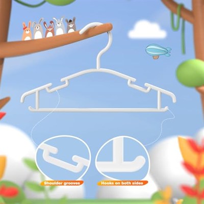 Bebek askıları dolap için - bebek giysileri askıları 60 paket plastik çocuk askıları giyim bebek yürümeye başlayan çocuk askıları beyaz