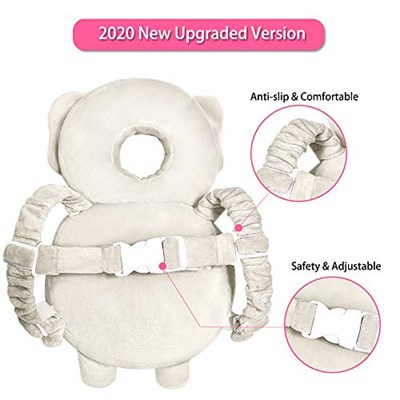 Bebek Kafası Koruyucu ve Bebek Diz Pedleri, emekleme için, Yeni Yürüyen Çocuk Kafa Güvenlik Pedi Yastık Ayarlanabilir Sırt Çantası, Yürüyüş ve Emekleme için Bebek Sırt Koruması, 5-24 ay, Fil