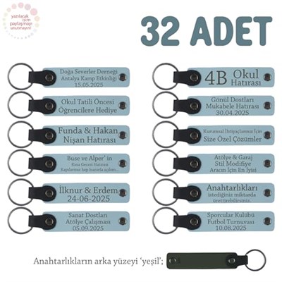 Bebek Mevlidi Hatırası Anahtarlık 32li Set, Standart, MH-KAN8525X32, Gök Mavi & Yeşil, üniseks-bebek