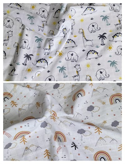 Bebek%100 Pamuk Müslin Örtü 80x75 cm 2li Set