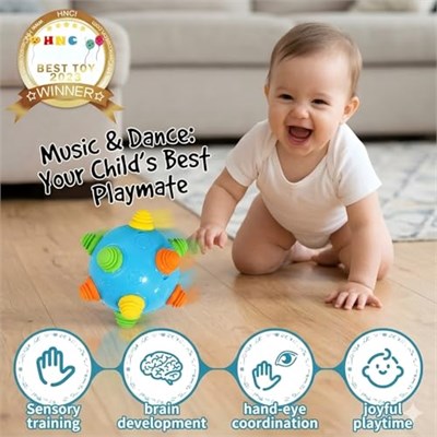 Bebekler için Bumble Ball, Yeni yürümeye başlayan çocuklar için sürünen duyusal oyuncaklar, bebek müziği sallamak okul öncesi oyuncaklar, dans eden interaktif sesler bebek oyuncağı,
