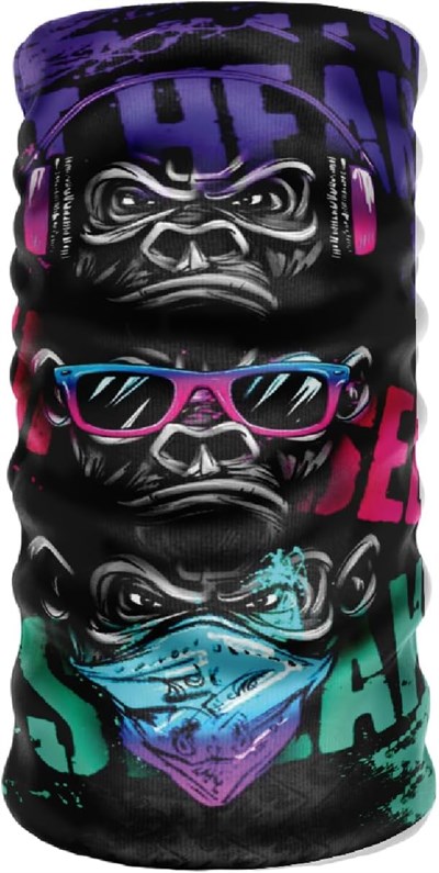 Bebo Store Extreme Spor Motor Ve Bisiklet Kullananlara Özel Desenli Buff Boyunluk Bandana Balaklava - 3 Maymun