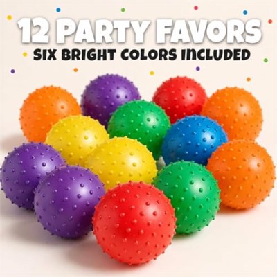 Bedwina Mini Knobby Balls - (12li paket) 12 inç (5 inç) sensörlü toplar ve sivri masaj stres topları, pompalı, eğlenceli, zıplama topu, parti favorileri, çocuklar için çorap doldurucuları, Toddlers