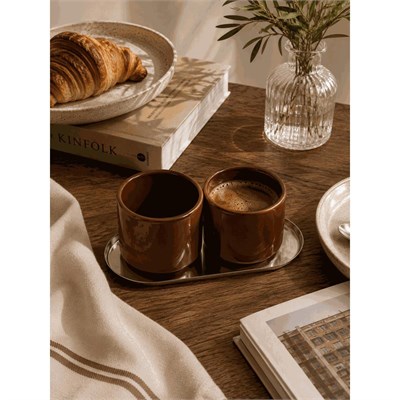 Beige & Stone 2li Set Kahverengi Seramik Kupa 175 Ml Minimal Kahve Kupası Çay Fincanı Espresso Ve Türk Kahvesi Bardağı