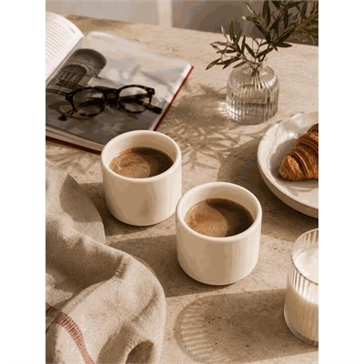 Beige & Stone 2li Set Krem Seramik Kupa 175 Ml Minimal Kahve Kupası Çay Fincanı Espresso Ve Türk Kahvesi Bardağı