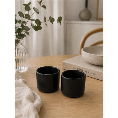 Beige & Stone 2li Set Siyah Seramik Kupa 175 Ml Minimal Kahve Kupası Çay Fincanı Espresso Ve Türk Kahvesi Bardağı