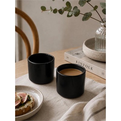 Beige & Stone 2li Set Siyah Seramik Kupa 175 Ml Minimal Kahve Kupası Çay Fincanı Espresso Ve Türk Kahvesi Bardağı
