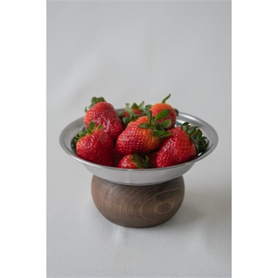 Beige & Stone Ahşap Ayaklı 15,5 Cm Çerez Meyve Kuruyemiş Sunum Kase Stand