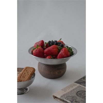 Beige & Stone Ahşap Ayaklı 15,5 Cm Çerez Meyve Kuruyemiş Sunum Kase Stand