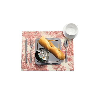 Beige & Stone Bordo Pastoral Desenli Dikdörtgen Amerikan Servis 2li