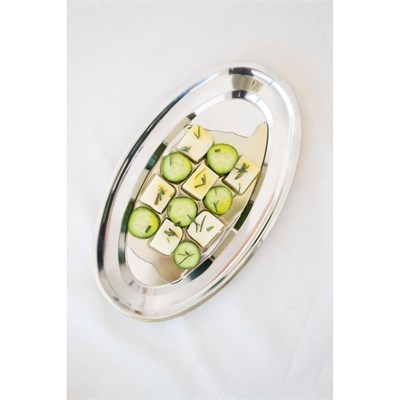 Beige & Stone Çelik 33 Cm Salata Servis/sunum Tepsi Metal Tabak