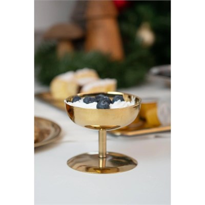 Beige & Stone Gold Yüksek Ayaklı 8 Cm Dondurma Lokum Tatlı Kahvaltılık Sunum Kase