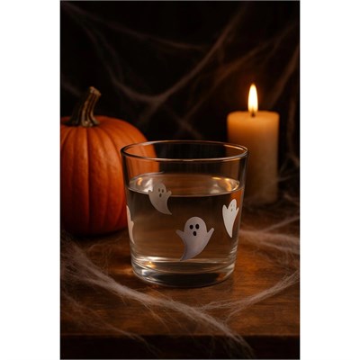 Beige & Stone Halloween Cadılar Bayramı Hayalet Temalı 380 Ml Cam Bardak