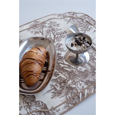 Beige & Stone Kahverengi Beyaz Vintage Nakış İşlemeli Amerikan Servis 2li