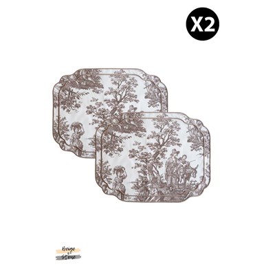 Beige & Stone Kahverengi Beyaz Vintage Nakış İşlemeli Amerikan Servis 2li