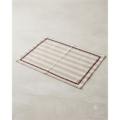 Beige & Stone Kahverengi Çizgili Bordo Biyeli Amerikan Servisi 2li Set 33x44 Cm Sofra Ve Masa Düzeni Dekoru