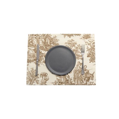 Beige & Stone Kahverengi Pastoral Desenli Dikdörtgen Amerikan Servis 2li