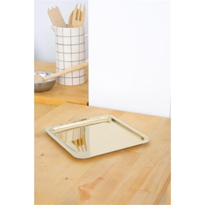 Beige & Stone Kare Gold Servis/sunum Tepsi