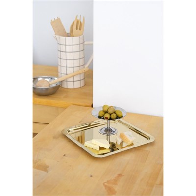 Beige & Stone Kare Gold Servis/sunum Tepsi