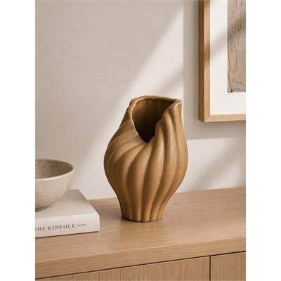 Beige & Stone Luna Kahverengi Seramik Vazo - Luna Koleksiyonu