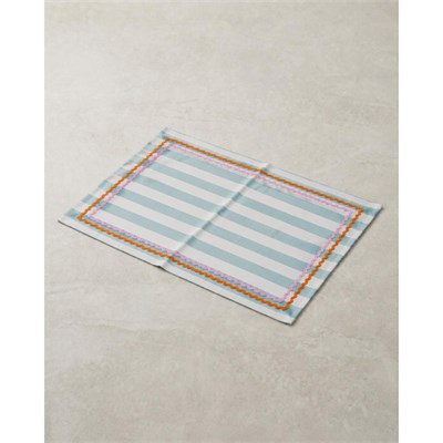 Beige & Stone Mavi Çizgili Pembe - Turuncu Biyeli Amerikan Servisi 2li Set 33x44 Cm Sofra Ve Masa Düzeni Dekoru