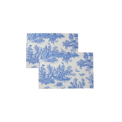Beige & Stone Mavi Pastoral Desenli Dikdörtgen Amerikan Servis 2li