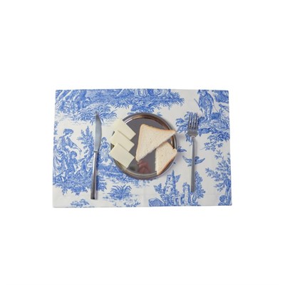 Beige & Stone Mavi Pastoral Desenli Dikdörtgen Amerikan Servis 2li