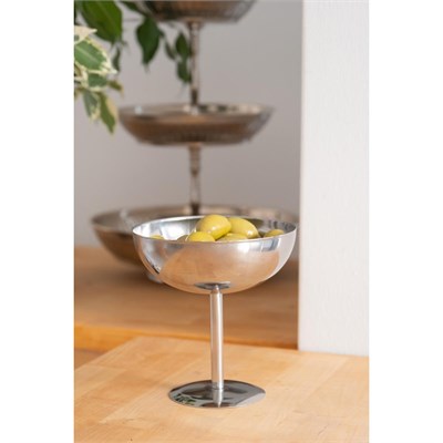Beige & Stone Metal Yüksek Ayaklı 13 Cm Dondurma Çerez Sunum Kadehi