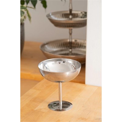 Beige & Stone Metal Yüksek Ayaklı 13 Cm Dondurma Çerez Sunum Kadehi