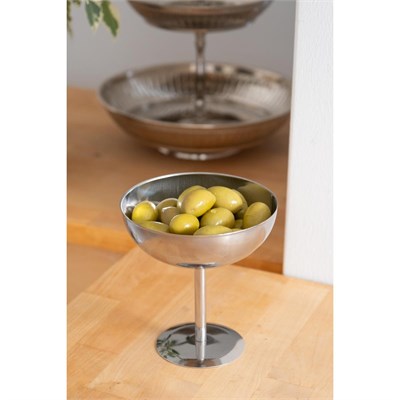 Beige & Stone Metal Yüksek Ayaklı 13 Cm Dondurma Çerez Sunum Kadehi