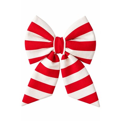 Beige & Stone Mini Boy Kırmızı Çizgili Desenli Kumaş Fiyonk Yılbaşı Çam Ağacı Süsü Dekoratif Kurdele Noel Ve Yeni Yıl Süsü 16 Cm