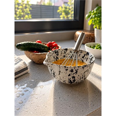 Beige & Stone Seramik Benekli Çırpma Karıştırma Kabı 850 Ml