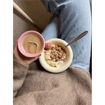 Beige & Stone Seramik Krem Donut Dondurma Bowl Kahvaltılık Tatlı Salata Kase