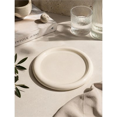 Beige & Stone Seramik Krem Donut Kahvaltı Pasta Yemek Ve Tatlı Servis Tabak 25 Cm