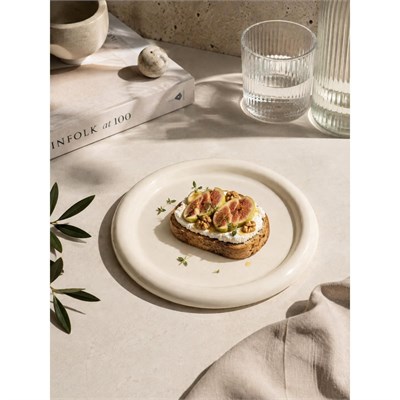 Beige & Stone Seramik Krem Donut Kahvaltı Pasta Yemek Ve Tatlı Servis Tabak 25 Cm