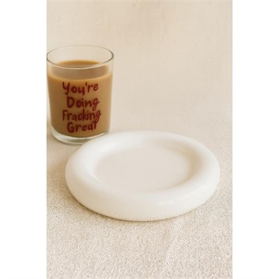 Beige & Stone Seramik Küçük Boy Parlak Beyaz Donut Tatlı Tabağı
