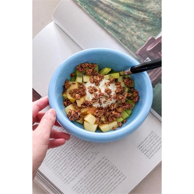 Beige & Stone Seramik Mavi Donut Dondurma Bowl Kahvaltılık Tatlı Salata Kase