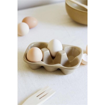 Beige & Stone Seramik Yumurtalık Saklama Servis Kabı