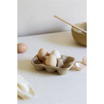Beige & Stone Seramik Yumurtalık Saklama Servis Kabı