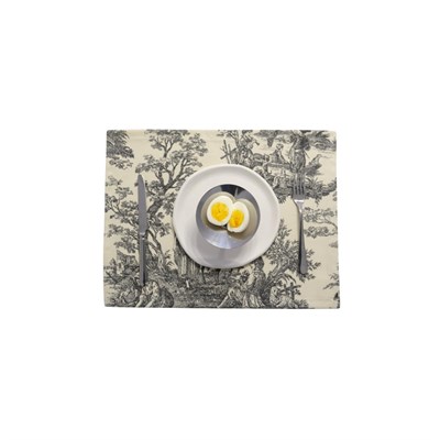 Beige & Stone Siyah Pastoral Desenli Dikdörtgen Amerikan Servis 2li