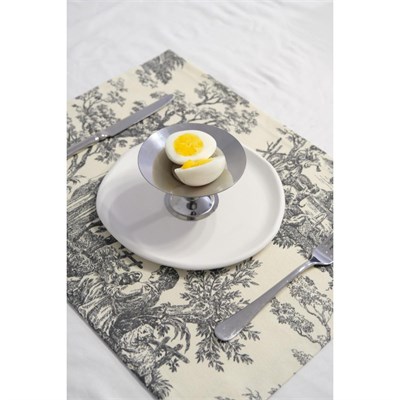 Beige & Stone Siyah Pastoral Desenli Dikdörtgen Amerikan Servis 2li