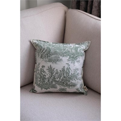 Beige & Stone Yeşil Vintage Desenli 45x45 Dekoratif Yastık Kılıfı