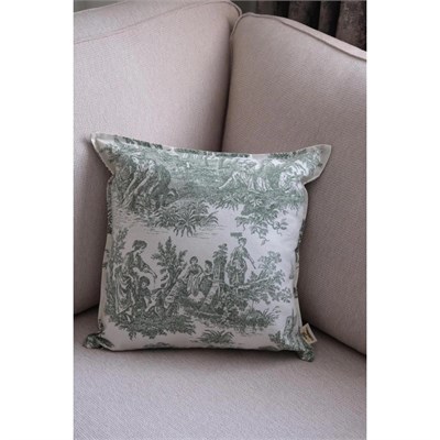 Beige & Stone Yeşil Vintage Desenli 45x45 Dekoratif Yastık Kılıfı